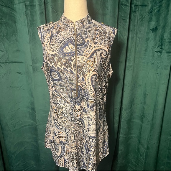 PerSeption Concept Paisley Half Zip Tank Top Blouse EUC - Picture 8 of 9